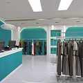Modern Clothing Store Interior With Bright Lighting Clothing Racks And Fashion Apparel