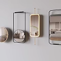 Stylish Wall Mounted Mirrors in Various Shapes with Decorative Frames Reflecting Home Interior 3d model