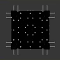 Black Cubic Mechanical Component With Metal Bolts And Circular Hole