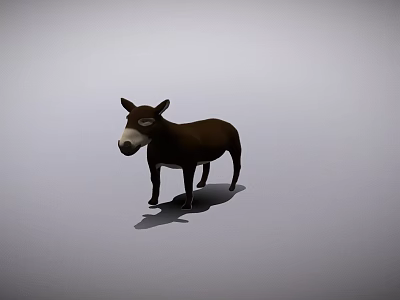 Realistic Brown Donkey 3D Model Standing On Gray Background With Shadow 3d model