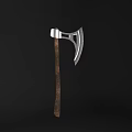 Medieval Battle Axe With Sharp Metal Blade And Wooden Handle 3d model