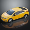 Modern Yellow Car with Sleek Design Black Roof Silver Wheels and Glossy Reflection