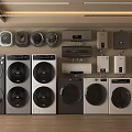 Assorted Washing Machines Displayed In Modern Showroom With Various Models And Designs