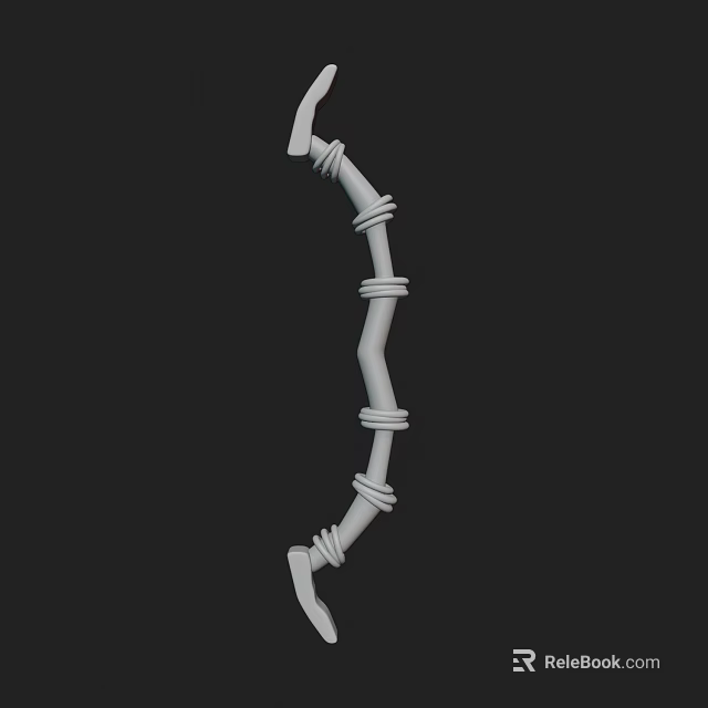 Curved Wrapped Weapon 3D Model With White Material And Detailed Segments 3d model 