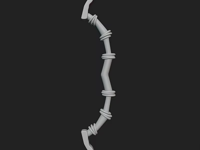 Curved Wrapped Weapon 3D Model With White Material And Detailed Segments 3d model