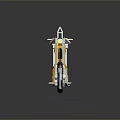 Custom Yellow And White Motorcycle With Metal Frame And Black Reflective Wheels