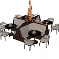 Modern Booth Sofa Interior Design With Round Tables And Elegant Chairs 3d model