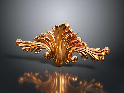 Golden Intricate Carved Decorative Ornament For Elegant Home Decoration 3d model