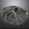 Rustic Wooden Tree Stump Decor With Natural Stone Base And Exposed Roots Design