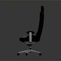 Modern Office Chair With Orange Cushion Black Backrest Silver Metal Base And Wheels
