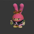 Pink Rabbit Character With Long Ears Braided Hair Holding Object Black Jacket White Shoes