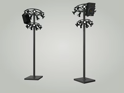 Floor Standing Stage Lights with Multiple Light Heads and Speaker for Events 3d model