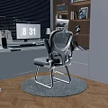 Modern Study Room Interior With Desk Computer Office Chair Bookshelf And Table Lamp