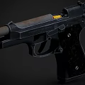 Black Pistol With Rusted Barrel Textured Grip And Bullet In Chamber 3d model