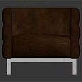 Stylish Brown Upholstered Chair With Padded Armrests And Metal Frame
