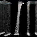 Three Modern Bathroom Shower Heads With Steady Rainfall Water Flow 3d model
