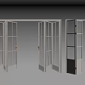 Modern Folding Doors with Glass Panels and White Frame in Open Position