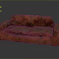 Vintage Red Patterned Multi Person Sofa With Comfortable Seats And Artistic Design 3d model