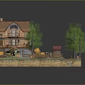Charming Rural Self-built House With Trees Pumpkins Hay Bales And Cows