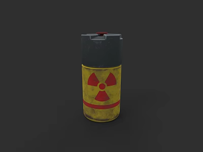 Yellow Radioactive Weapon Container With Red Radiation Symbol And Black Top 3d model