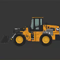 Yellow Construction Loader With Large Bucket Big Tires And Glass Cabin
