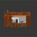 Wooden TV Cabinet With Storage Drawers Cabinets TV Display And Side Chairs