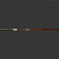 Vintage Pistol Featuring Red Wooden Stock And Polished Metal Components