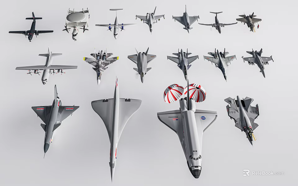 Various Detailed Aircraft Models Collection With Different Types And Designs 3d model 