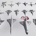 Various Detailed Aircraft Models Collection With Different Types And Designs