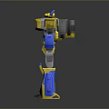 Yellow And Blue Robot Character With Mechanical Design And Toy Model Features