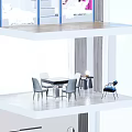 Modern Entertainment Table With Four Chairs In Room Featuring Green Trees And Blue Sky View