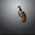 Realistic Sloth Sculpture in Sitting Pose with Long Raised Arms and Detailed Fur Texture