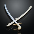 Traditional Decorative Sword With Silver Blade And Golden Scabbard Design