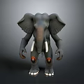 3D Character Elephant Creature Design with Large Ears White Tusks and Red Knee Details