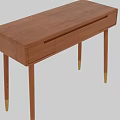 Modern Wooden Desk With Drawers And Slim Brass Legs Design