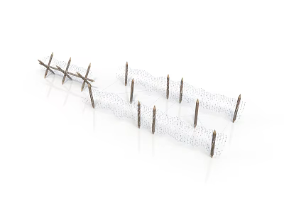 Wavy White Object With Metal Nails Arranged In Decorative Pattern 3d model