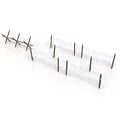 Wavy White Object With Metal Nails Arranged In Decorative Pattern