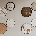 Circular Wall Decor With Various Abstract Designs And Brown White Textures 3d model
