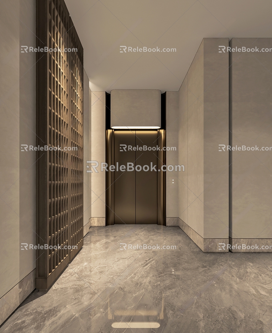 Modern elevator hall decorative background wall 3d model