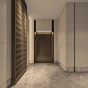 Modern elevator hall decorative background wall 3d model