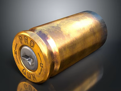 Shiny Golden Brass PRO GUN Bullet With Engraved Letters And Reflective Surface 3d model