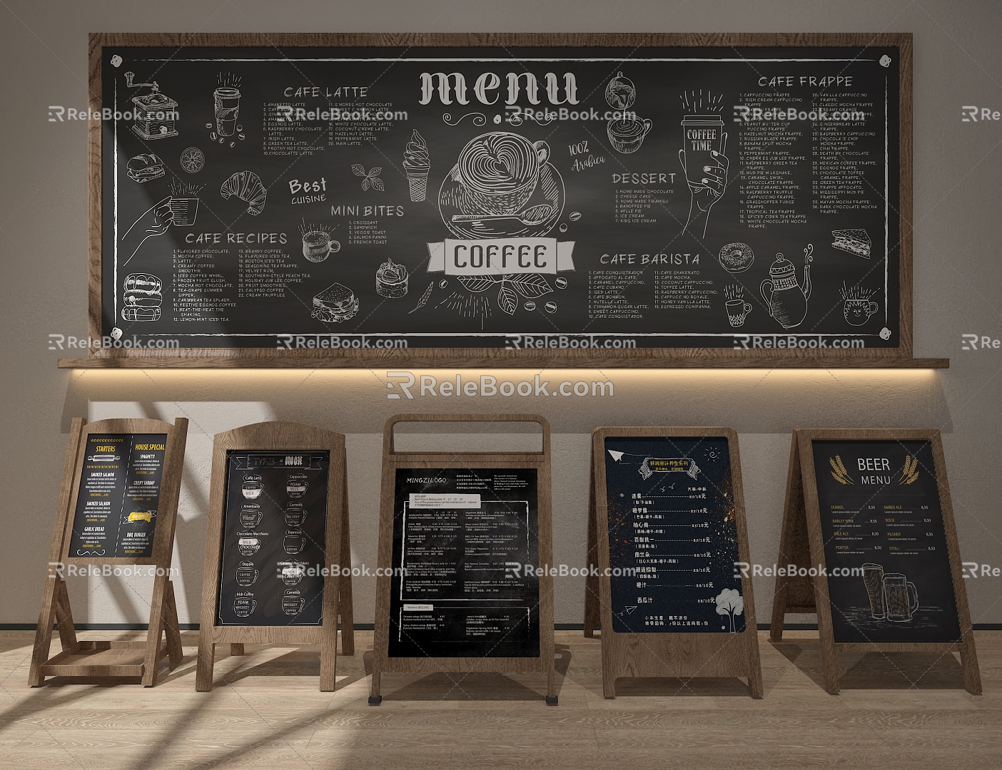 Blackboard billboard billboard blackboard coffee shop sign 3d model