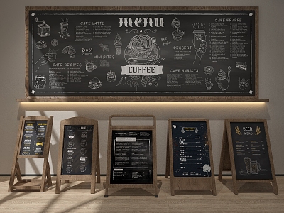 Blackboard billboard blackboard coffee shop sign 3d model