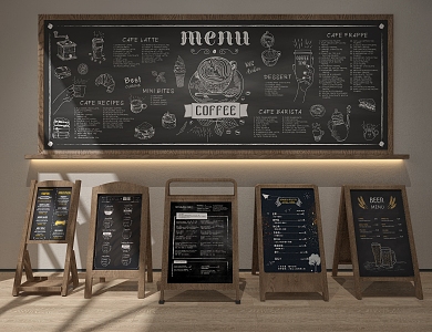 Blackboard billboard blackboard coffee shop sign 3d model