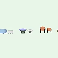 Modern Stylish Ottoman Collection With Various Colors Round Shape And Wooden Legs