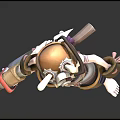 3D Female Character With Insect Antennae Wings Green Top Brown Pants Holding Tools