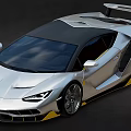 Sleek Silver Sports Car With Black Roof Yellow Accents And Rear Spoiler Sporty Exterior Design