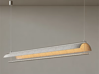 Modern Long Metallic Pendant Light Featuring Textured Surface And Warm Illumination 3d model