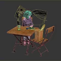 Transparent Protective Shield Covering Wooden Table With Chair And Shopping Bag