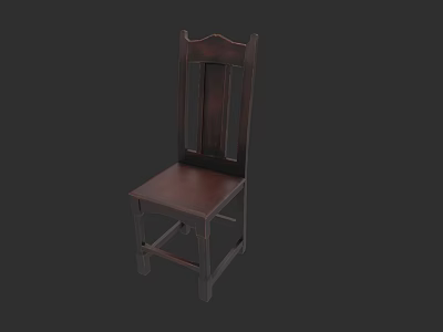 Vintage Dark Wooden Armchair With High Back Design And Solid Seat Structure 3d model